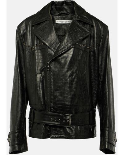 Alessandra Rich Studded Leather Biker Jacket - Black