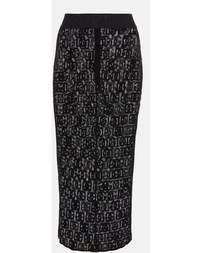Dolce & Gabbana Dg Cotton-blend Tulle Midi Skirt - Black