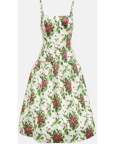 Carolina Herrera Floral Cotton-blend Midi Dress - Green