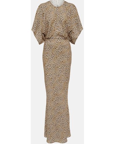 Norma Kamali Obie Leopard-print Georgette Gown - Natural