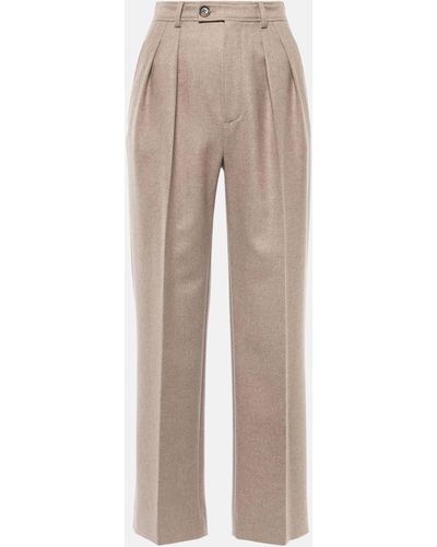 Loro Piana High-rise Wool And Cashmere Suit Pants - Natural