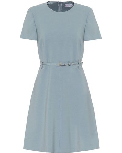 RED Valentino Belted Stretch-crepe Dress - Blue