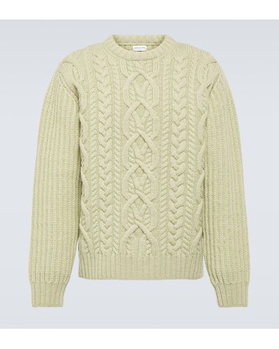 Dries Van Noten Cable-knit Wool Sweater - Natural