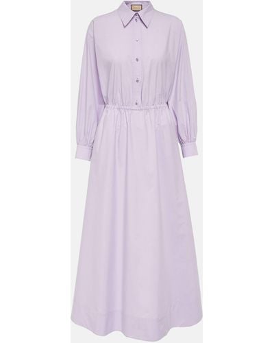 Gucci Cotton Popline Shirt Dress - Purple