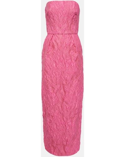 Monique Lhuillier Strapless Jacquard Gown - Pink