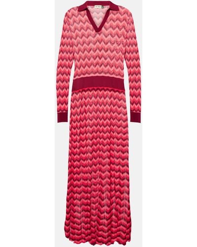 RIXO London Annie Striped Maxi Dress - Red