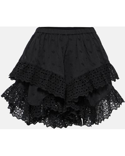 Isabel Marant Sukira Ruffled Cotton Miniskirt - Black