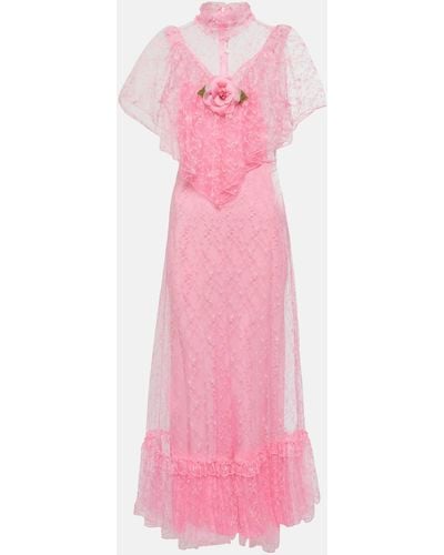 Rodarte Floral-applique Lace Maxi Dress - Pink