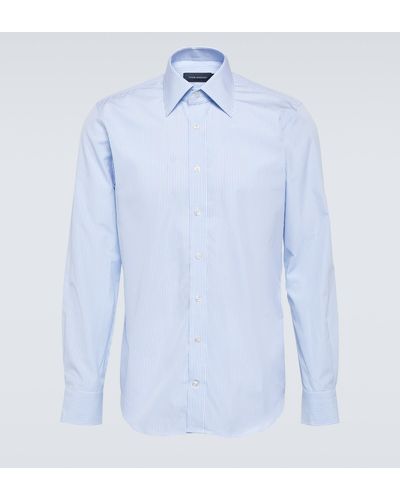 Thom Sweeney Cotton Poplin Shirt - Blue