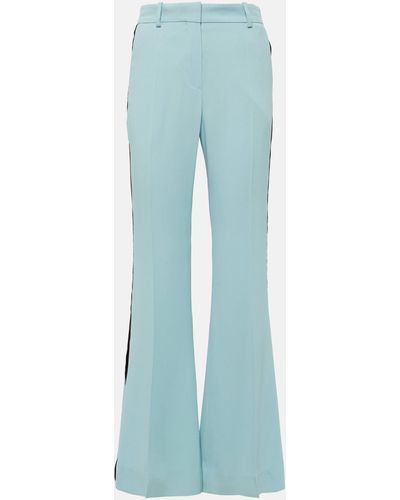 Nina Ricci Velvet-trimmed Cady Flared Pants - Blue