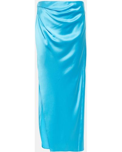 The Sei Silk Midi Skirt - Blue