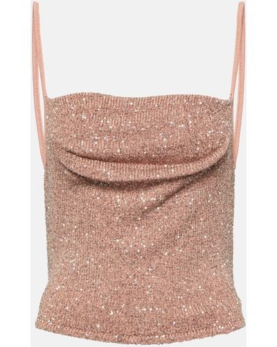 Altuzarra Diaplo Metallic Knit Crop Top - Pink