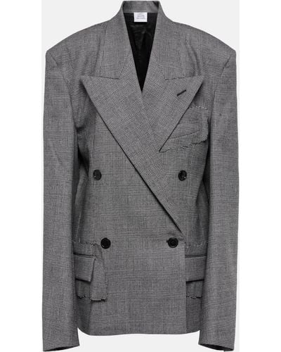 Vetements Oversized Checked Wool Blazer - Grey