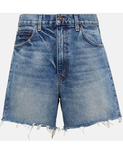 Nili Lotan Yoann Low-rise Cotton Denim Shorts - Blue