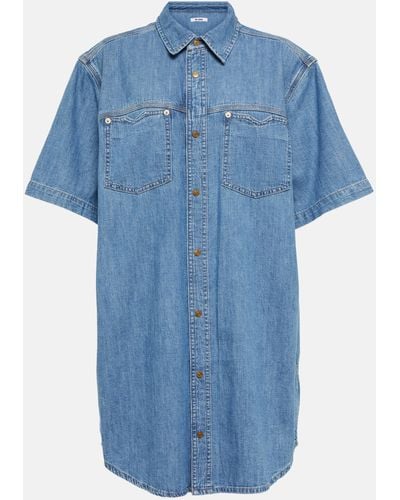 RE/DONE Oversized Cotton Denim Shirt Dress - Blue