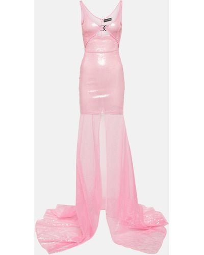 David Koma Sequined Sheer Gown - Pink