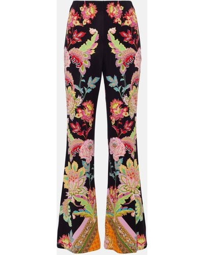 Camilla Floral High-rise Jersey Flared Pants - Multicolour