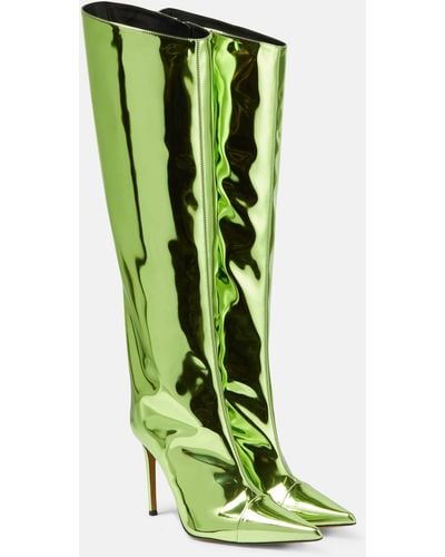 Alexandre Vauthier Mirrored Leather Knee-high Boots - Green