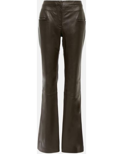 Altuzarra Serge Leather Bootcut Pants - Grey