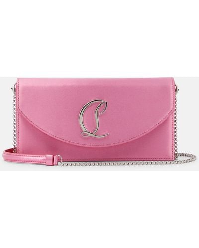 Christian Louboutin Loubi54 Small Leather-trimmed Silk Clutch - Pink