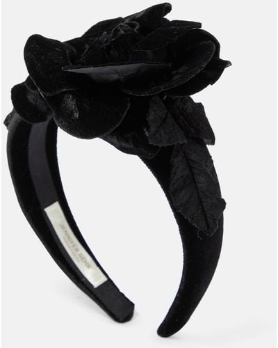 Jennifer Behr Kindra Floral-applique Velvet Headband - Black
