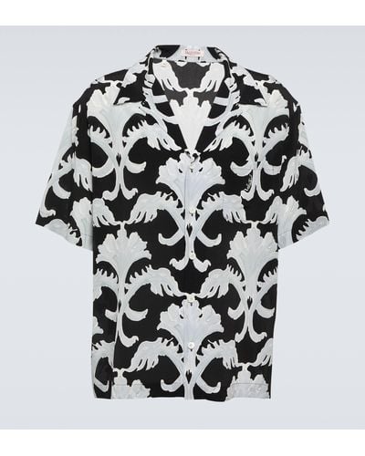 Valentino Printed Silk Bowling Shirt - Black