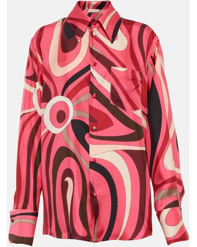 Emilio Pucci Abstract-print Silk Shirt - Red