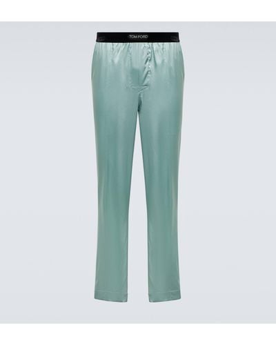 Tom Ford Silk-blend Pyjama Pants - Green