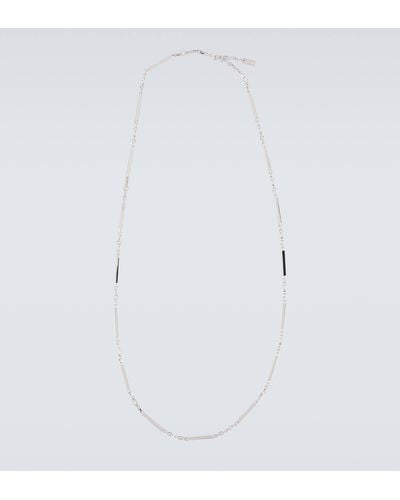 Saint Laurent Collier Tube Embellished Necklace - White