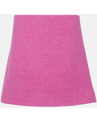 Ganni Recycled Wool-blend Twill Mini Skirt - Pink