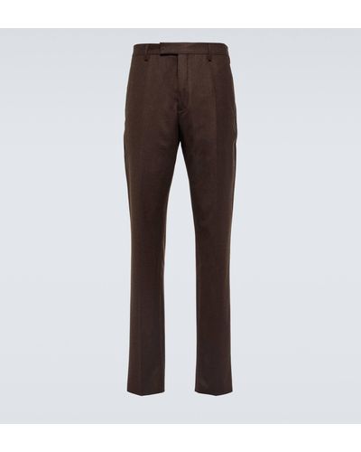 Berluti Wool Straight Pants - Brown
