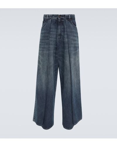 Balenciaga Pleated High-rise Wide-leg Jeans - Blue
