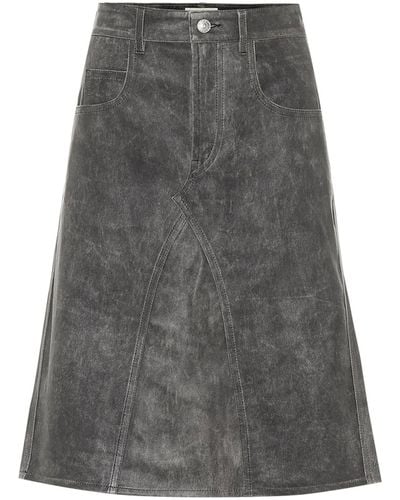 Isabel Marant Fiali Leather Midi Skirt - Grey