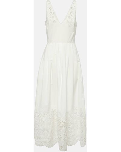 Valentino Broderie Anglaise Cotton Midi Dress - White