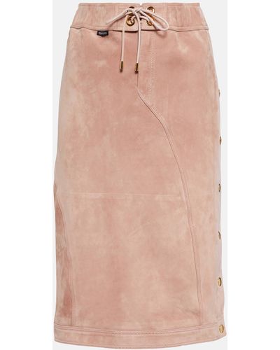 Tom Ford Plonge Leather Midi Skirt - Pink