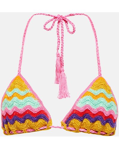 Anna Kosturova Crochet Cotton Bikini Top - Pink