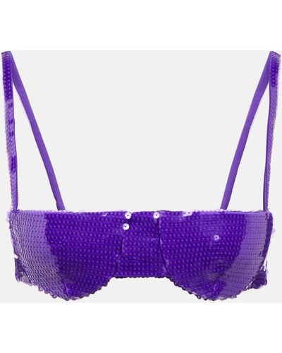 LAQUAN SMITH Sequined Bra Top - Purple