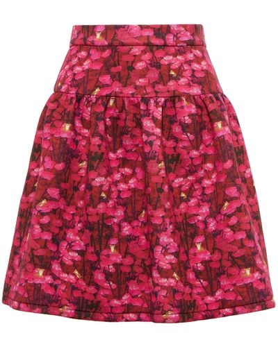 Max Mara Gubbio Floral Jersey Miniskirt - Red