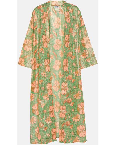 Juliet Dunn Floral Cotton Lame Kimono - Multicolour