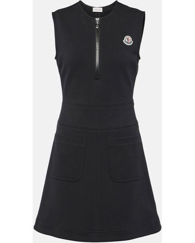 Moncler Half-zip Cotton-blend Minidress - Black