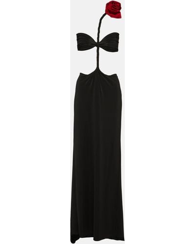 Magda Butrym Floral-applique Jersey Gown - Black
