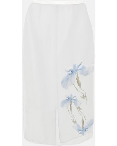 Givenchy Floral Devore Satin Midi Skirt - White