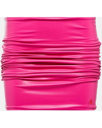 The Attico Ruched Lycra Miniskirt - Pink