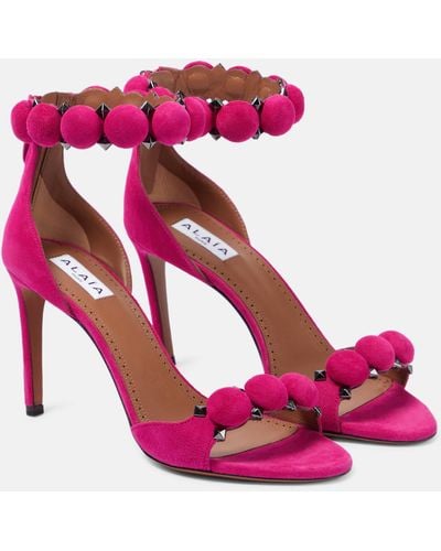 Alaïa La Bombe Suede Sandals - Pink