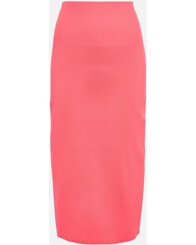 Victoria Beckham Vb Body High-rise Knit Midi Skirt - Pink