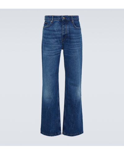 Ami Paris Bleached Mid-rise Straight Jeans - Blue