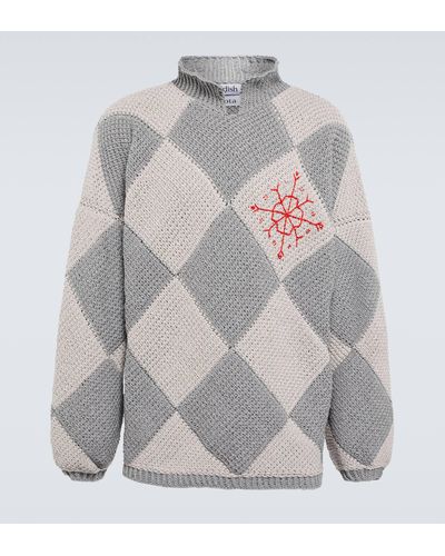 Adish Embroidered Cotton Sweater - Grey