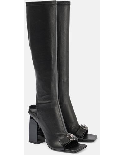 Versace Gianni Ribbon Leather Knee-high Boots - Black