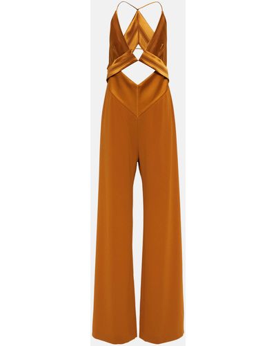 Galvan London Prism Satin-trimmed Crepe Jumpsuit - Brown