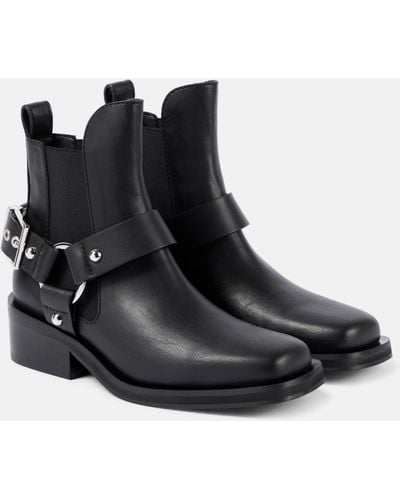 Ganni Faux Leather Chelsea Boots - Black